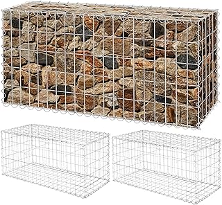 Tandefio 3 Pcs Galvanized Steel Gabion Baskets Modular Gabion Galvanized...