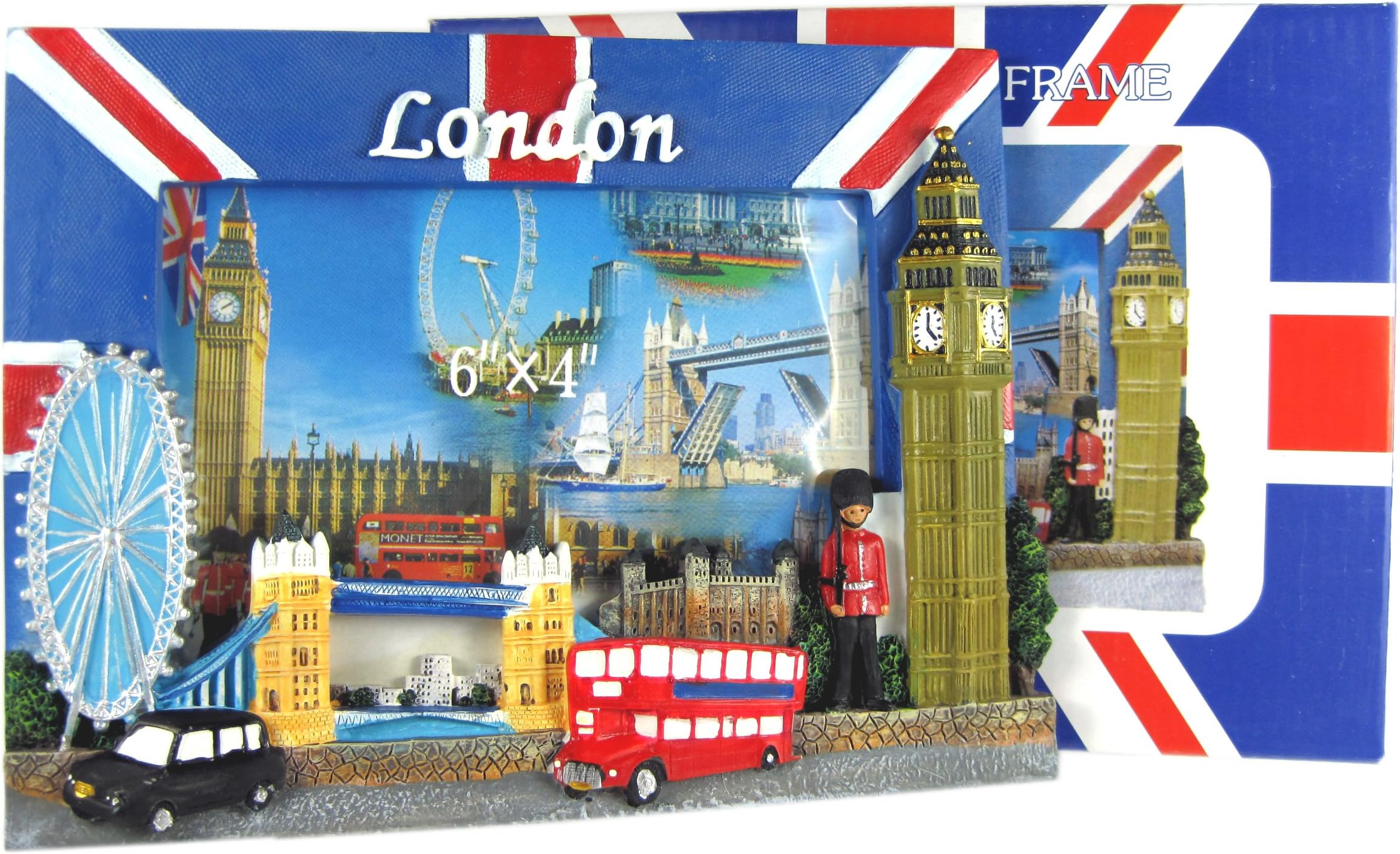 BT London Souvenir Union Jack Painted Photo Frame Detailing London Landmarks - 1235