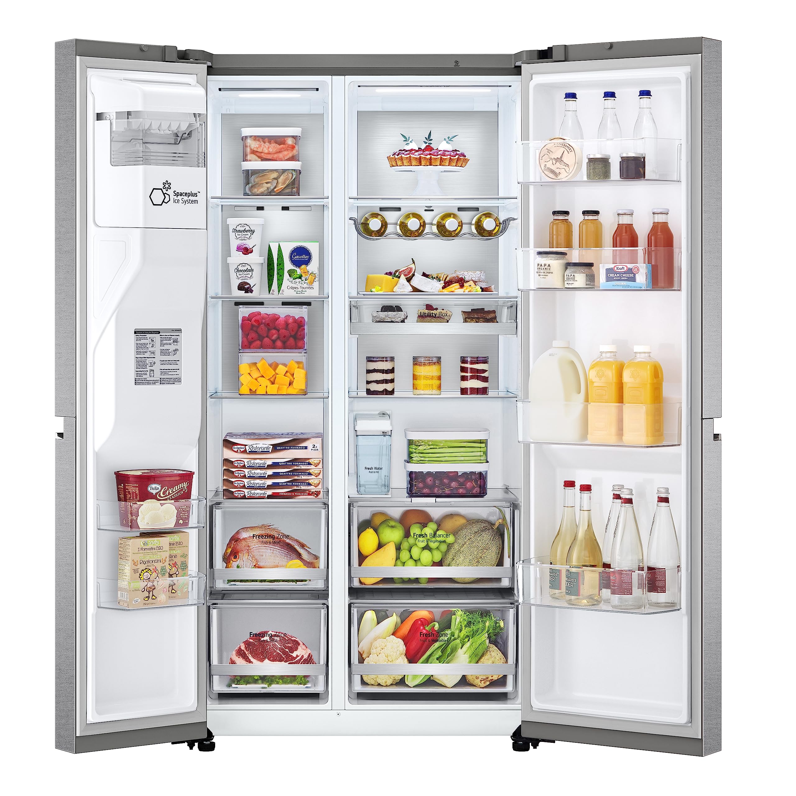 LG GSLV91MBAD Frigorifero Americano Side-by-Side, Classe D, Frigorifero No Frost, 635L, Wi-Fi, Door & Linear Cooling, Fresh Balancer, Dispenser senza allaccio, Igienizzazione UVnano, Acciaio