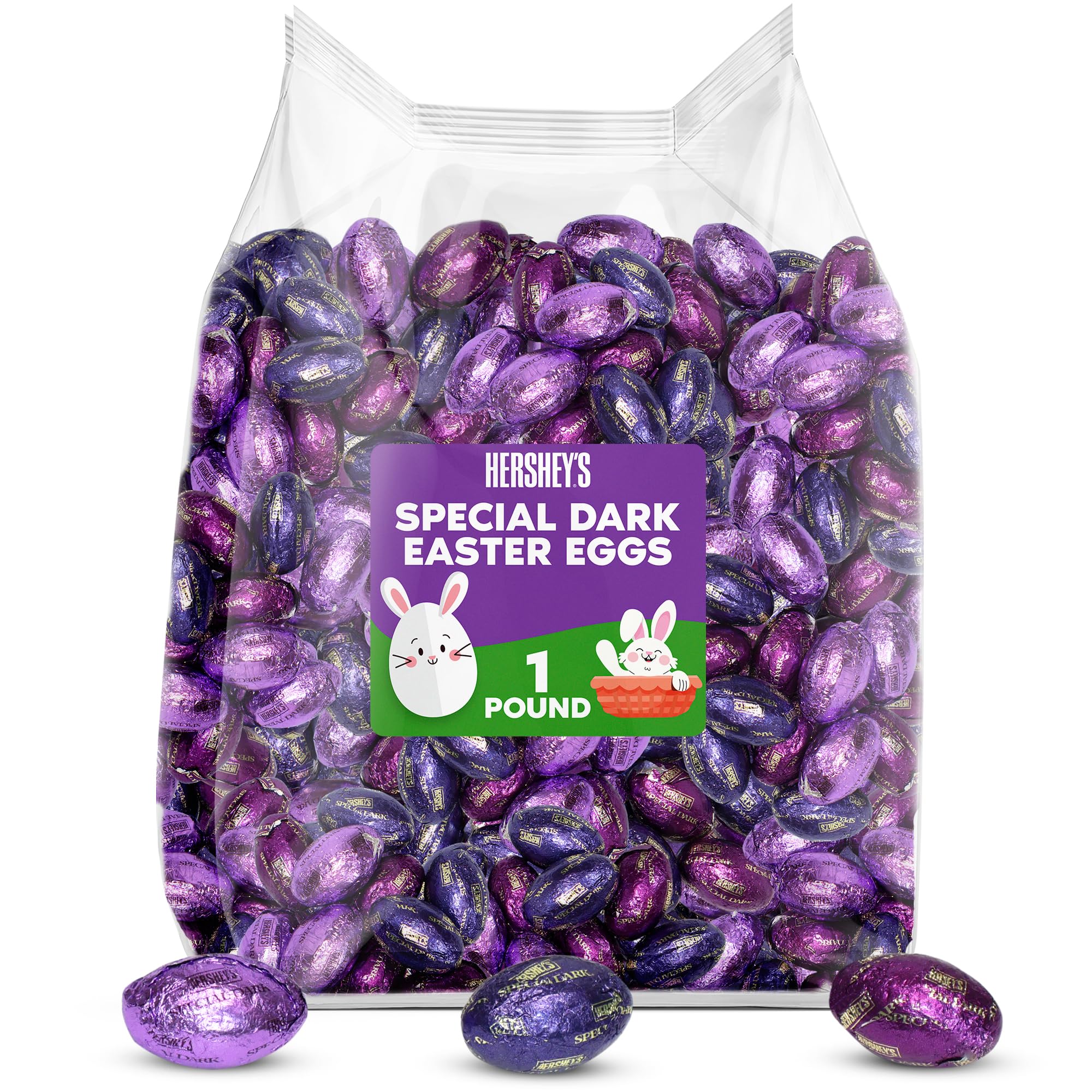 Hershey Eggs Special Dark Chocolate Candy – 1 Pound Bulk Pack Individually Wrapped Rich & Smooth Mini Dark Chocolate Eggs Purple Foil For Easter Baskets, Egg Hunts, and Spring Treats