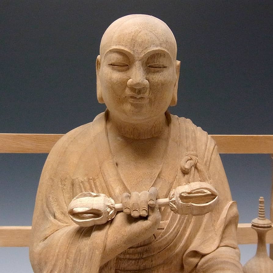 Amazon | 楠 弘法大師 空海 30cm 木彫り 仏像 | Ryusho | 仏像
