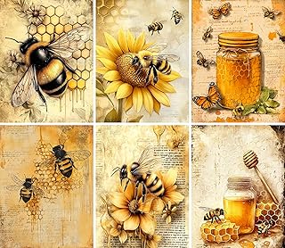 Bumble Bees Rice Paper, 8" x 10.5" (6 Sheets) – 6X Decoupage Papers for Collage, Mixed Media, Card Making & Crafts, Decoupage by CRAFT KREATIVELY