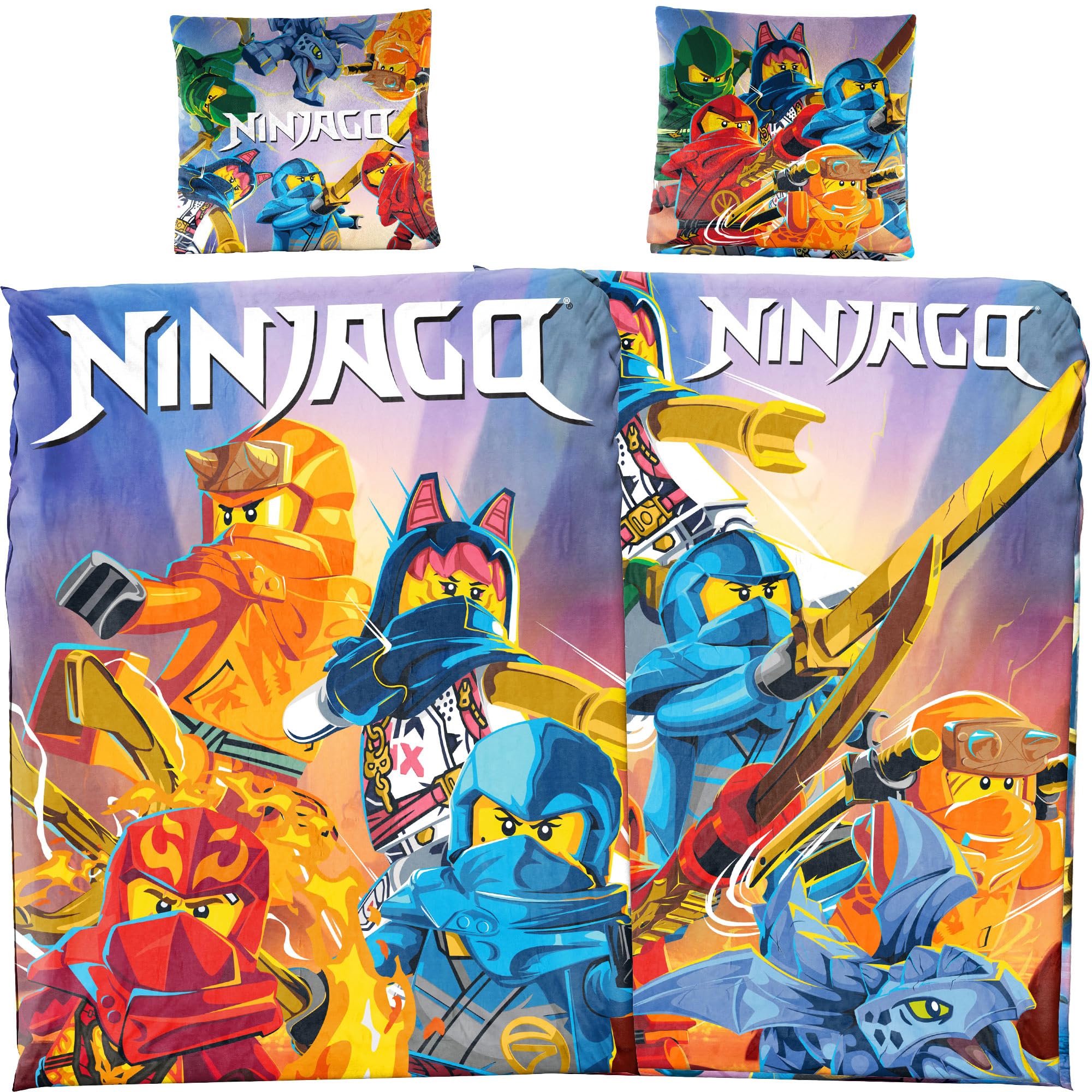 Linge de lit enfant Lego Ninjago 135 x 200 cm coton réversible motif Cole Kai