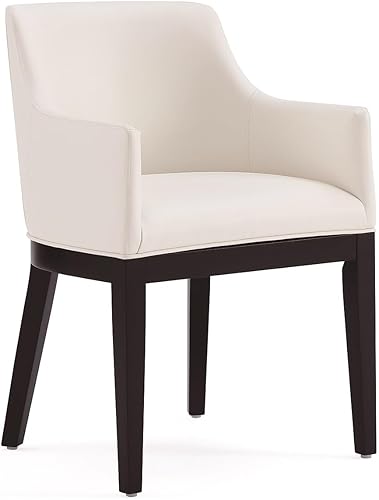 Manhattan Comfort Gansevoort - Silla de comedor moderna de piel sintética con brazos, tapicería de cuero sintético sobre marco de madera de haya disponible en Yaxa El Salvador