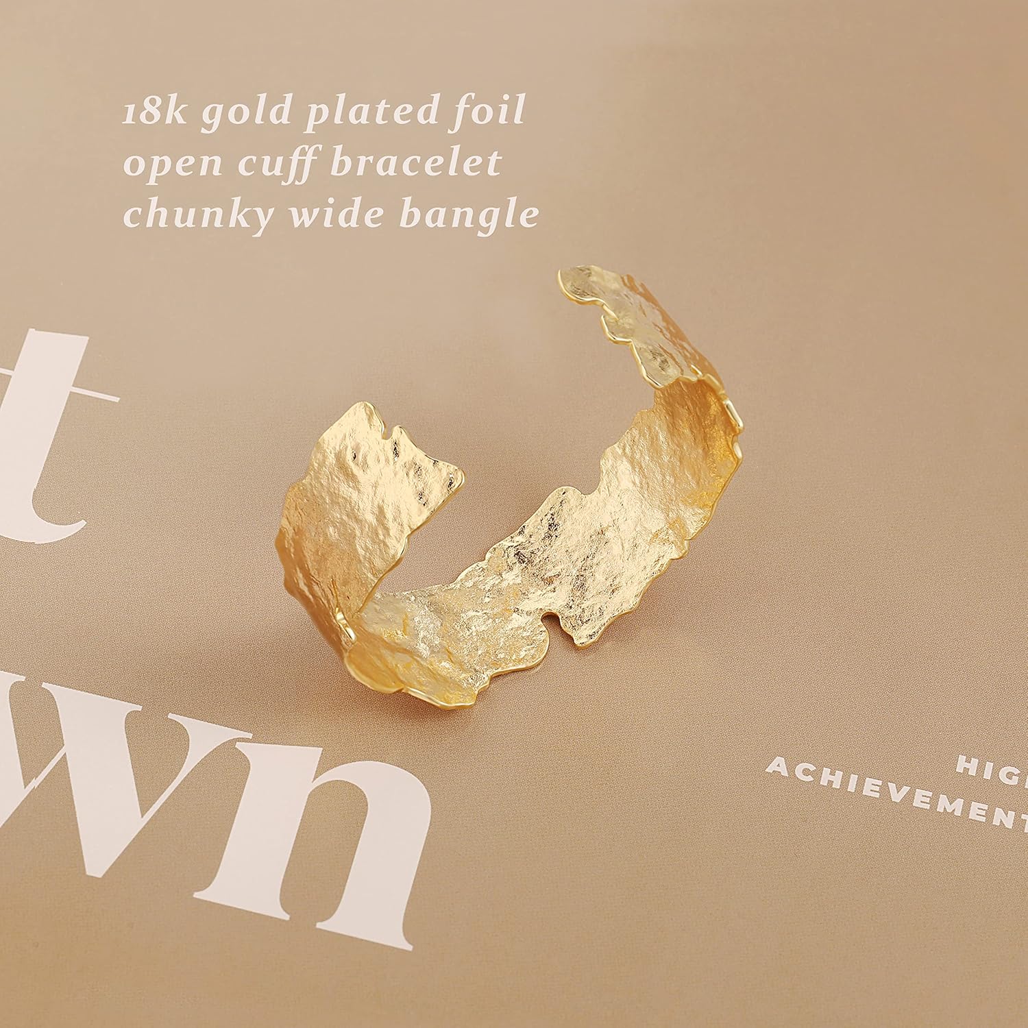 PEARLADA 18k Gold Plated Cuff Bracelet for Women, Chunky Open Bangle Adjustable Bracelet, Trendy Statement Jewelry - Image 7