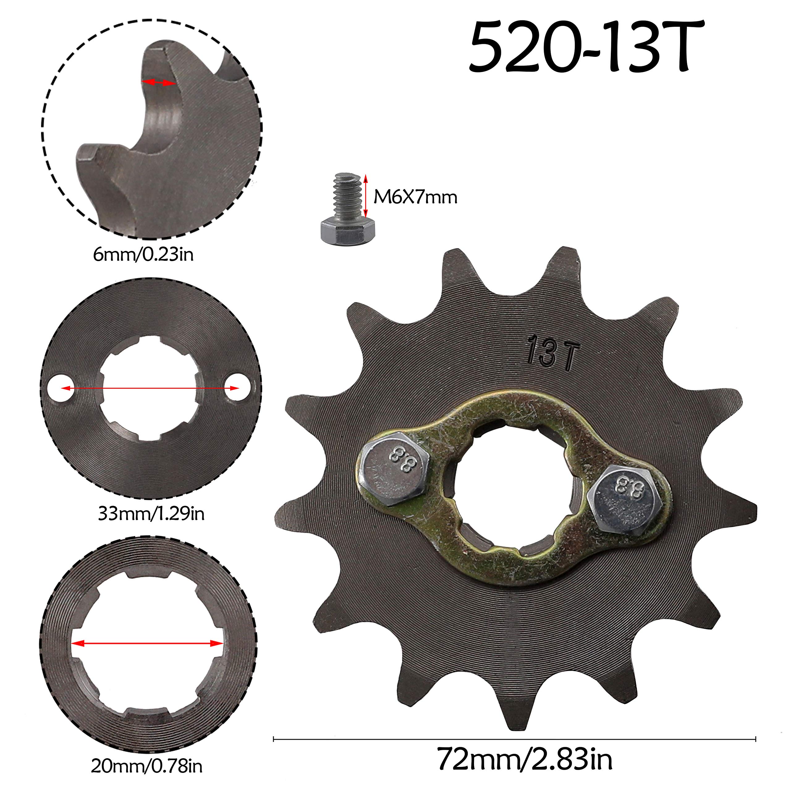 Amazon.com: ZXTDR 520 20mm 13T Chain Front Sprocket Cog for 125cc