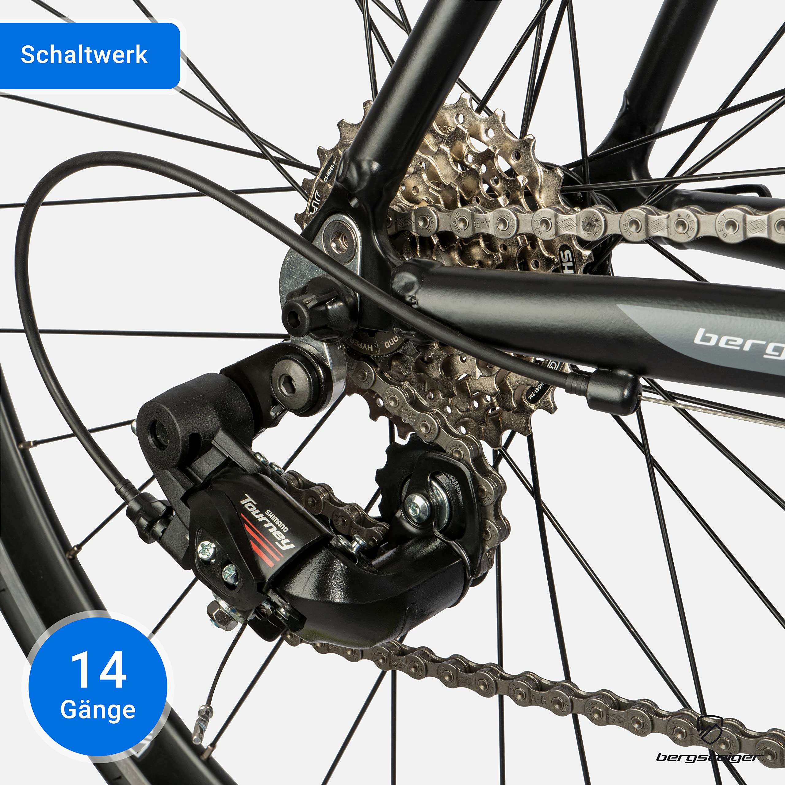 Bergsteiger Tourmalet 28 Zoll Rennrad Gravelbike aus Aluminium | Leichtes 11 kg Damen & Herren Gravel Bike mit 14 Gang Schaltung. Schalthebelsystem ideal ab 170 cm Groesse geeignet.