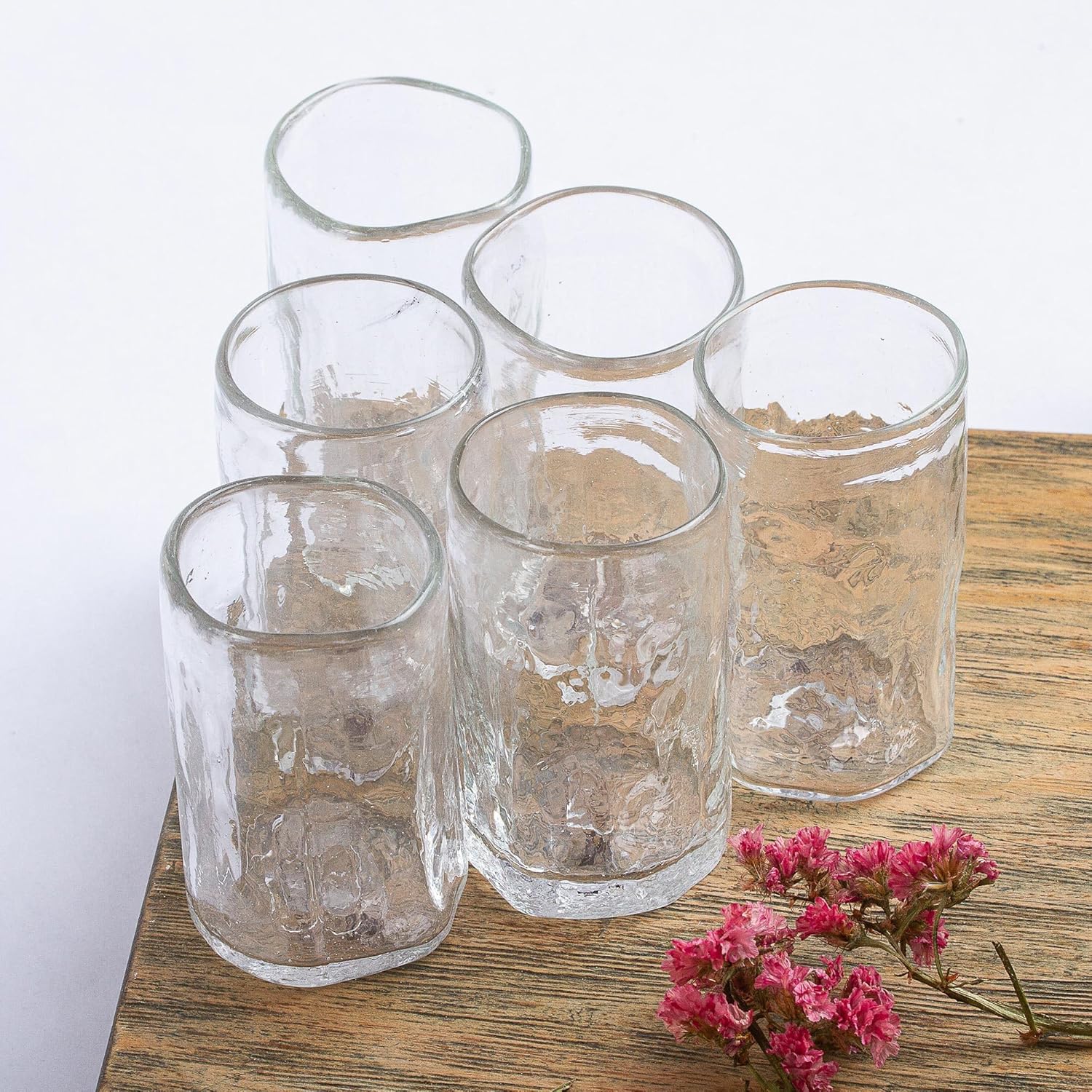 NOVICA Artisan Handblown Glass Tequila Clear Recycled Shot 3 Oz Mexico Tableware Drinkware 'Crystalline Clarity'(Set of 6)