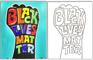 Canvas Painting | Pre Drawn Stretched Canvas | BLM FIST Custom theme | Birthday Gift Black Lives Matter FIST | Paint Party Favor (11x14 Inches)
