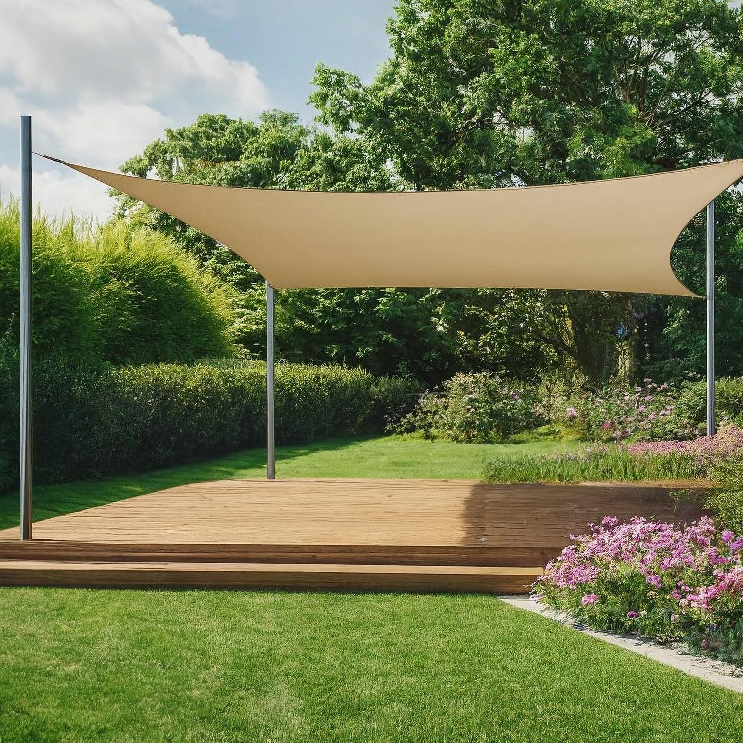 sunprotect 83203 Stahlmast-Set für Sonnensegel, 2-teilig, zerlegbar, Höhe 2,5 m, Ø 5 cm, Wandstärke 15 mm, silberfarben (1 Set, 2-teilig)