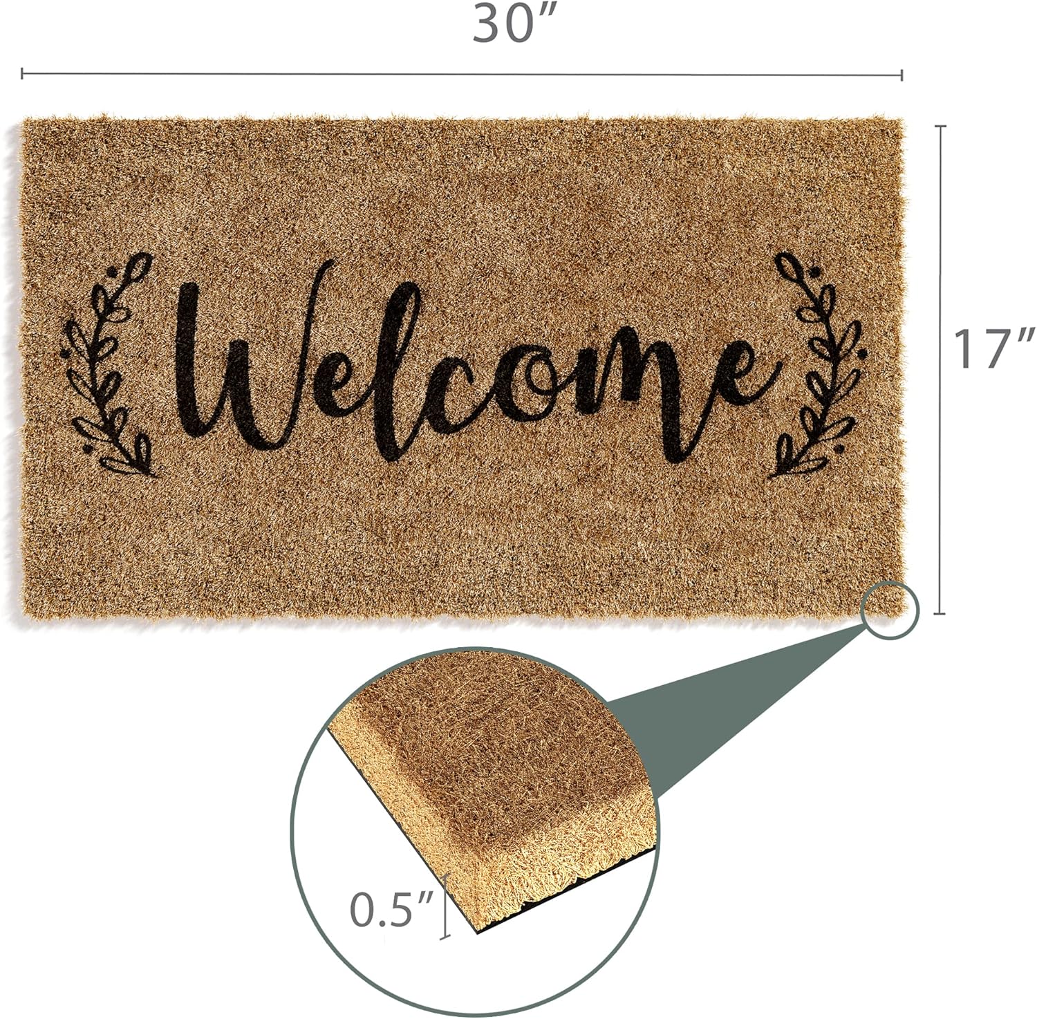 Barnyard Designs Doormat Welcome Mat for Outdoors, Large Front Door Entrance Mat, Brown (Welcome, 30x17)