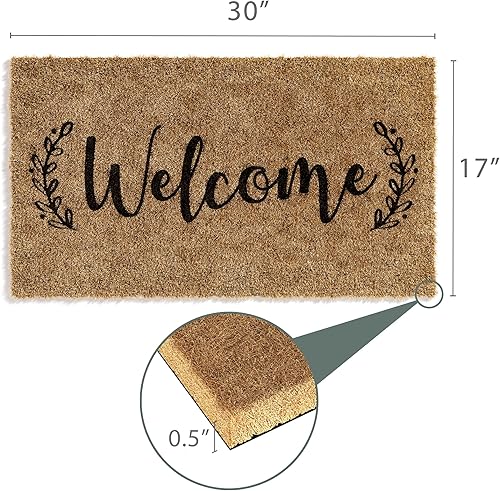 Miniatura 10 de Barnyard Designs 'Hello' - Tapete de bienvenida de media luna para exteriores, tapete de entrada grande para puerta delantera, 30 x 17 pulgadas,