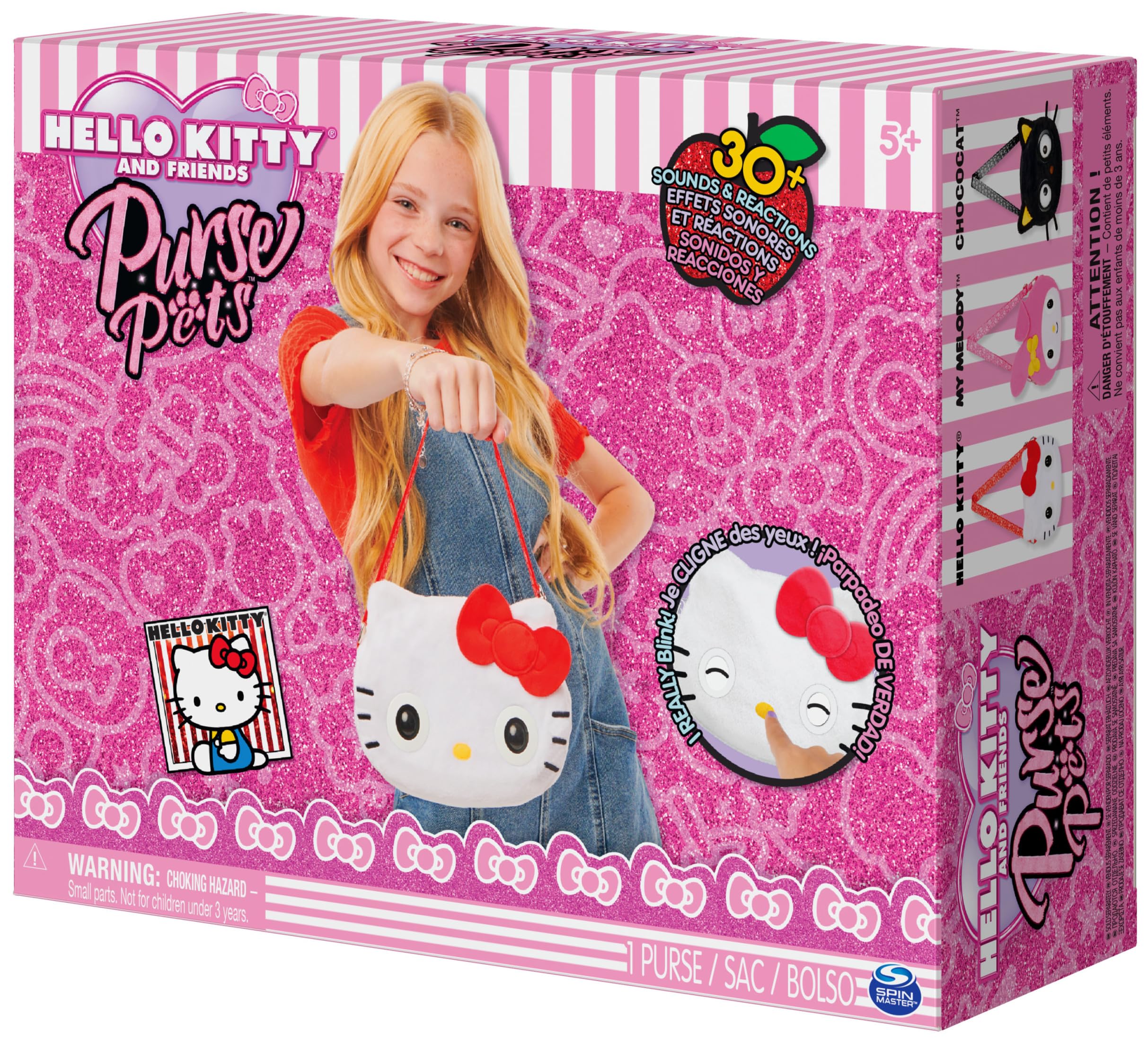 Purse Pets - Bolso Mascota INTERACTIVA - Sanrio Hello Kitty and Friends - Bolso niña y Mascota Interactiva Hello Kitty con más de 30 Sonidos y Reacciones - 6065365 - Juguetes niña 5 años +