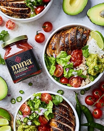Mina Harissa Hot Sauce, Gourmet Moroccan Heat, Homestyle Spicy Red Chili Harissa Paste with Tangy Twist, 10 oz (Pack of 6) Harissa Sauce, Excite Your Senses with Mina Harissa Seasoning
