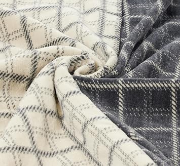 Crown Edwin Square Pattern 100% Cotton Blanket, Anthracite, Single