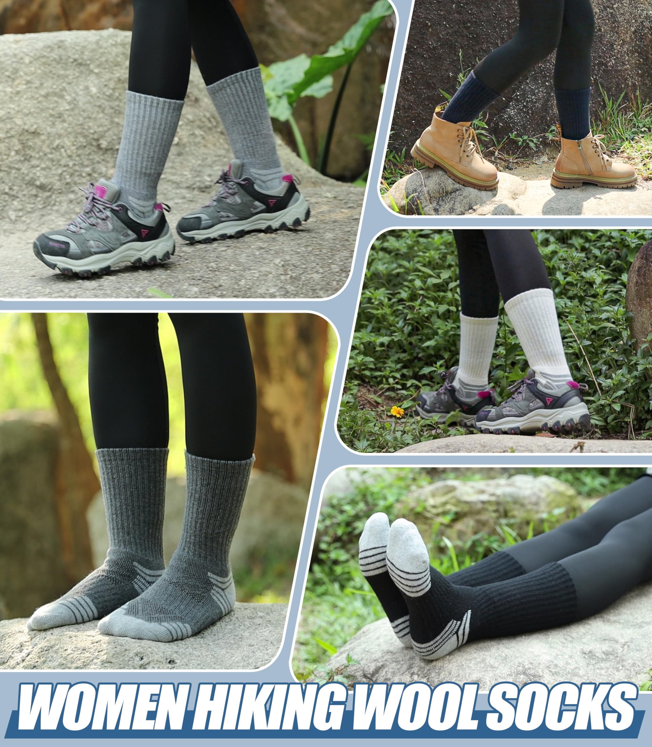 Calcetines térmicos de lana merino para mujer, calcetines cálidos para botas de invierno, calcetines atléticos, para trabajo, acogedores, 5 pares