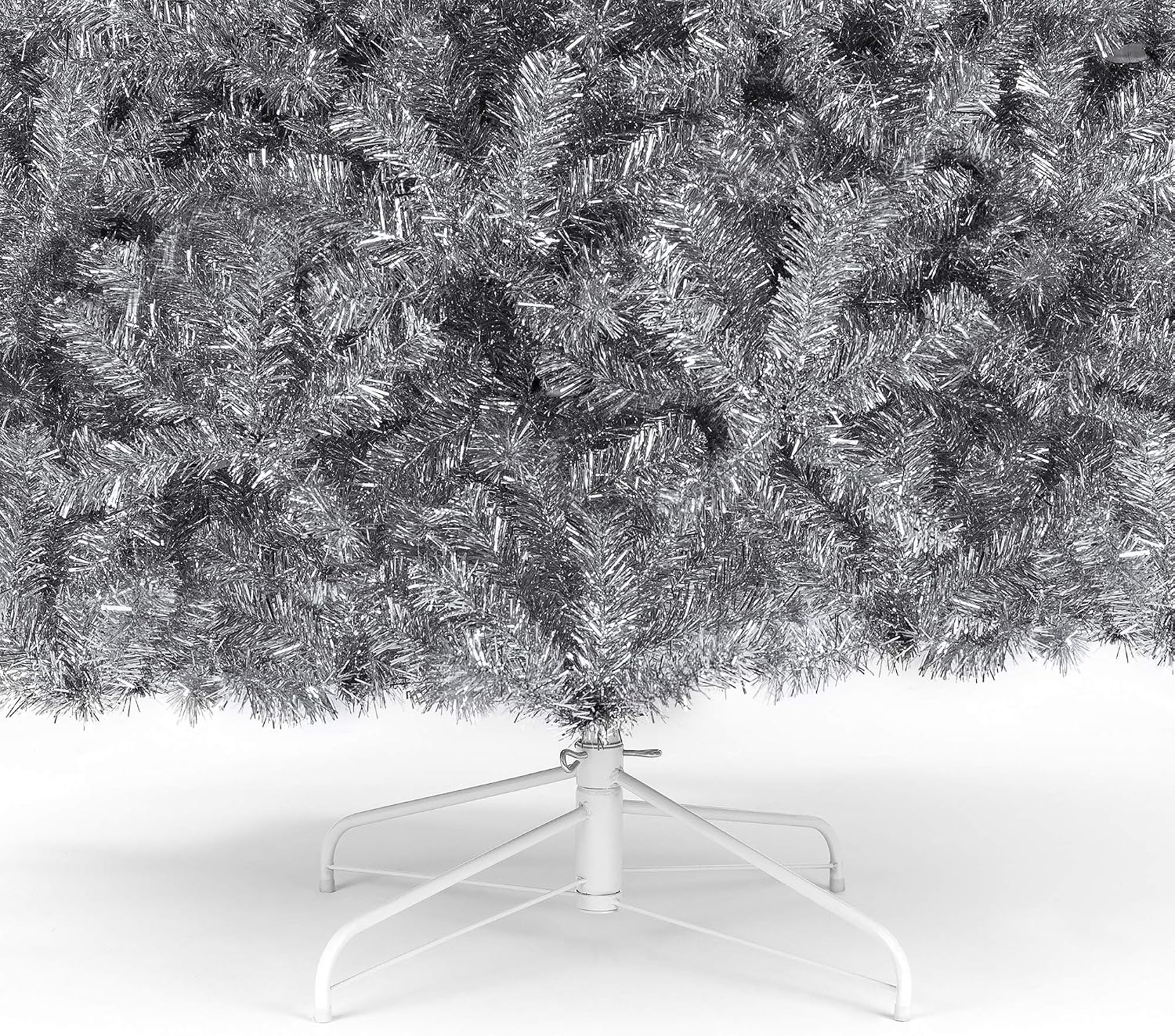 Best Choice Products 6ft Artificial Silver Tinsel Christmas Tree Holiday Decoration w/ 1,477 Branch Tips and Foldable Stand