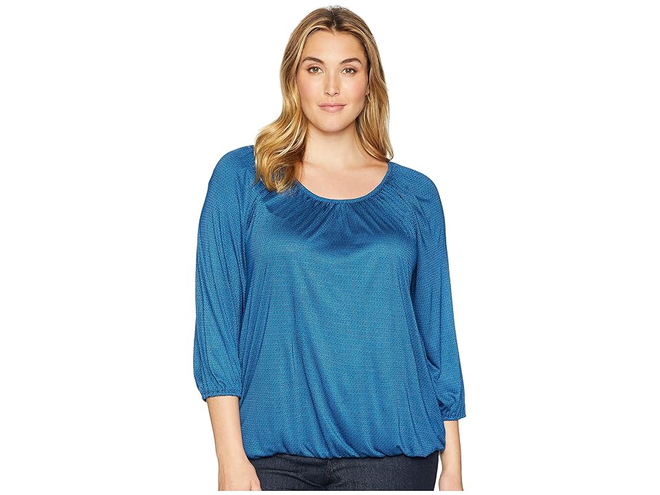 

MICHAEL Michael Kors Plus Size Mini Diamond Peasant Top (Radiant Blue) Women's Clothing