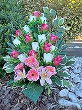 roselynexpress Composition de Fleurs artificielles Lesté Ciment, Réalisé par Nos Soins. Produit Apprécié dans Nos Villes, Fleurs de Très Bonne qualité.