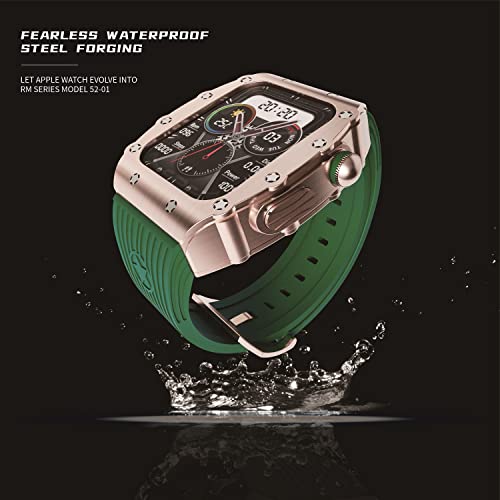 Metal Luxury Watch Case With Bands, Compatible With Apple Watch Series 45Mm Watch, All-Metal Safety Case With Soft And Tough Silicone Strap, Apply To Apple Watch Series 8/7 (45Mm, Rose Gold) #TOP2