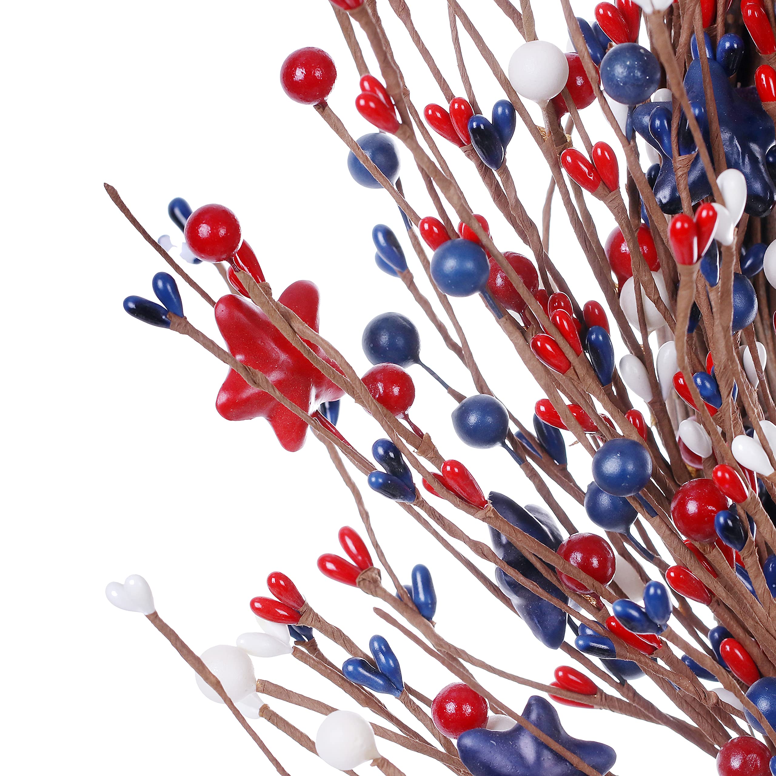 LLZLL 20Inch Patriotic Wreaths for Front Door 4th of July Handmade Red White and Blue Berry Wreath Fourth of July Memorial Day Independence Day Patriotic Wreath for Front Door Decorations (Stars)