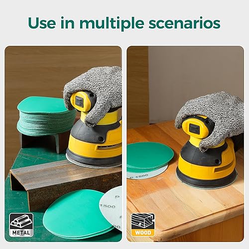 Miniatura 7 de S SATC Papel de lija de 5 pulgadas, disco de lijado de película verde de grano 1500, 50 discos de papel de lija para lijadoras, acabado abrasivo de