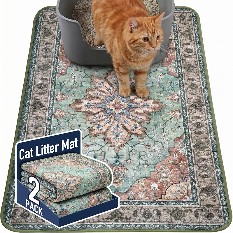 Tapete para Caixa de Areia de Gatos Hompet Lavável, Impermeável e Antiderrapante 61 x 91 cm, Pacote com 2