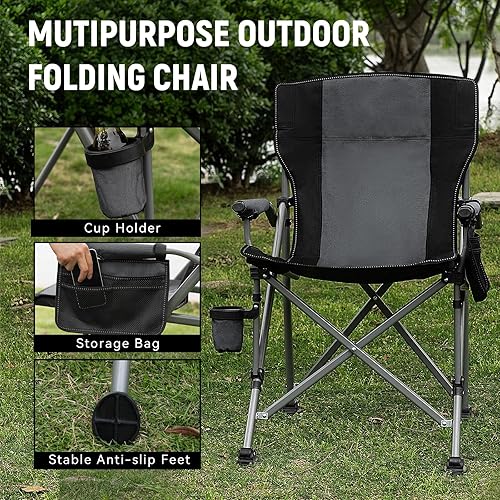 Miniatura 5 de Silla de pesca con soporte de caña ajustable de 360 mejorado, sillas plegables de pesca en hielo para adultos, silla de camping portátil con