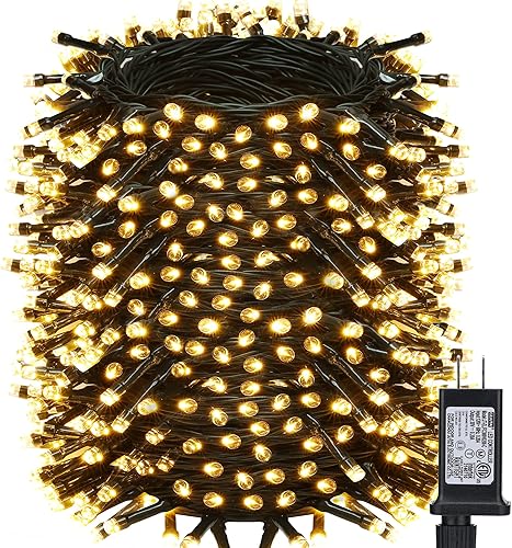 Toodour Luces de Navidad para exteriores, 213 pies, 600 luces LED de Navidad, 8 modos, temporizador, luces parpadeantes de Navidad impermeables para