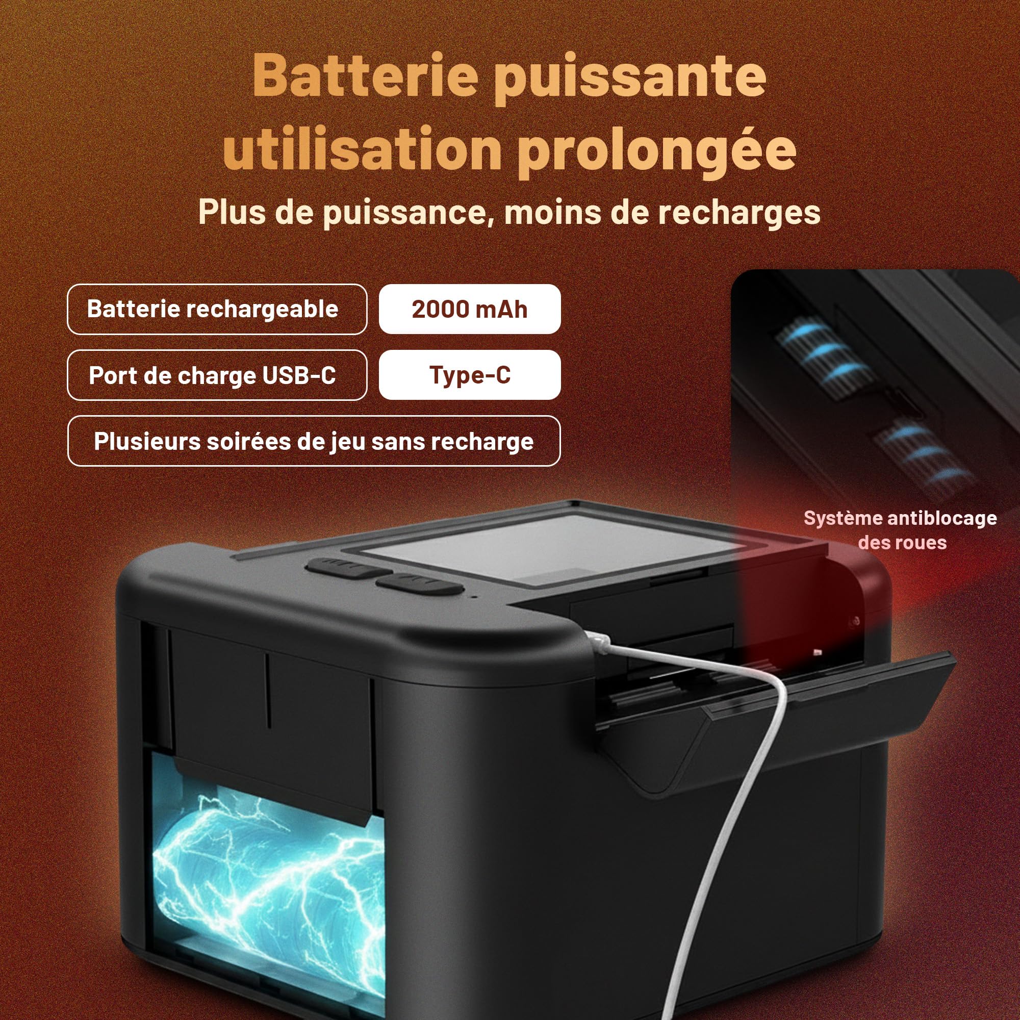 Mélangeur de Cartes Automatique Électronique, Rechargeable USB Distributeur de Carte Compatible UNO Poker Skyjo Jeu de Société Sac de Rangement Inclus Silencieux et Rapide, Mode Auto et Manuel