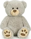 LotFancy 20 inch Nounours farcis animaux, Nounou en peluche douce, Jouet d'animaux farcies mignons avec des empreintes de pas, Cadeaux pour les enfants Bébés sur la douche de bébé, Anniversaire, Pâques, Couleur Tan