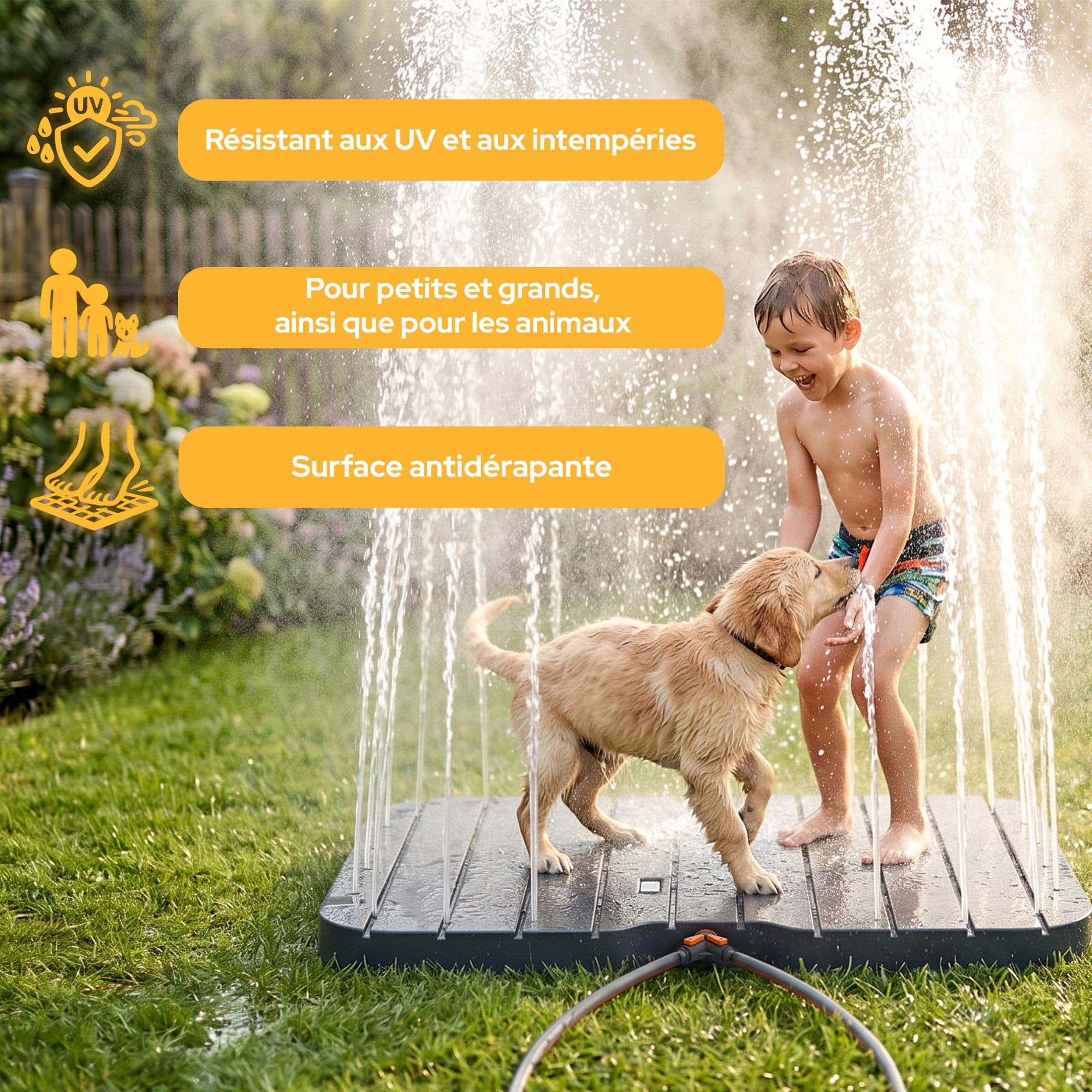 AREBOS Douche de Jardin pour Piscine & Sauna | Douche Extérieure avec Commande au Pied | Raccordement Eau Chaude & Froide | Douche Antidérapante | Douche Camping jusqu'à 150 kg