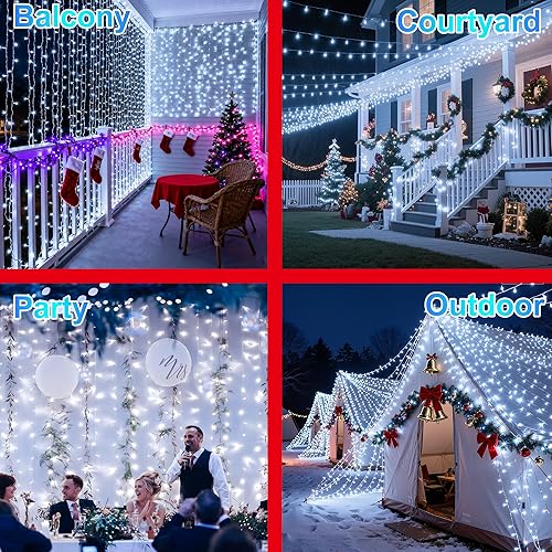 Miniatura 7 de 350 luces LED de Navidad de 90 pies, tira de luces LED para interiores y exteriores, impermeable, 12 modos, alambre verde oscuro, luces de árbol de