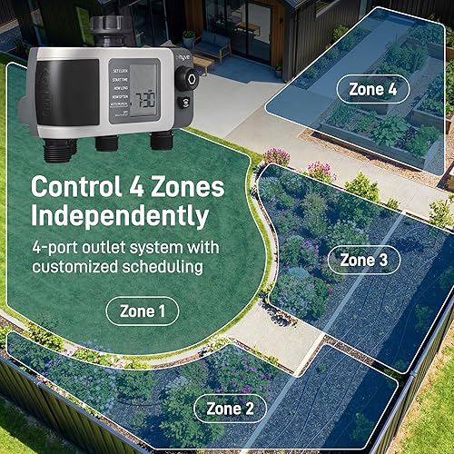 Vista 4 de Orbit 24634 B-hyve XD Temporizador inteligente de riego con manguera de 4 puertos