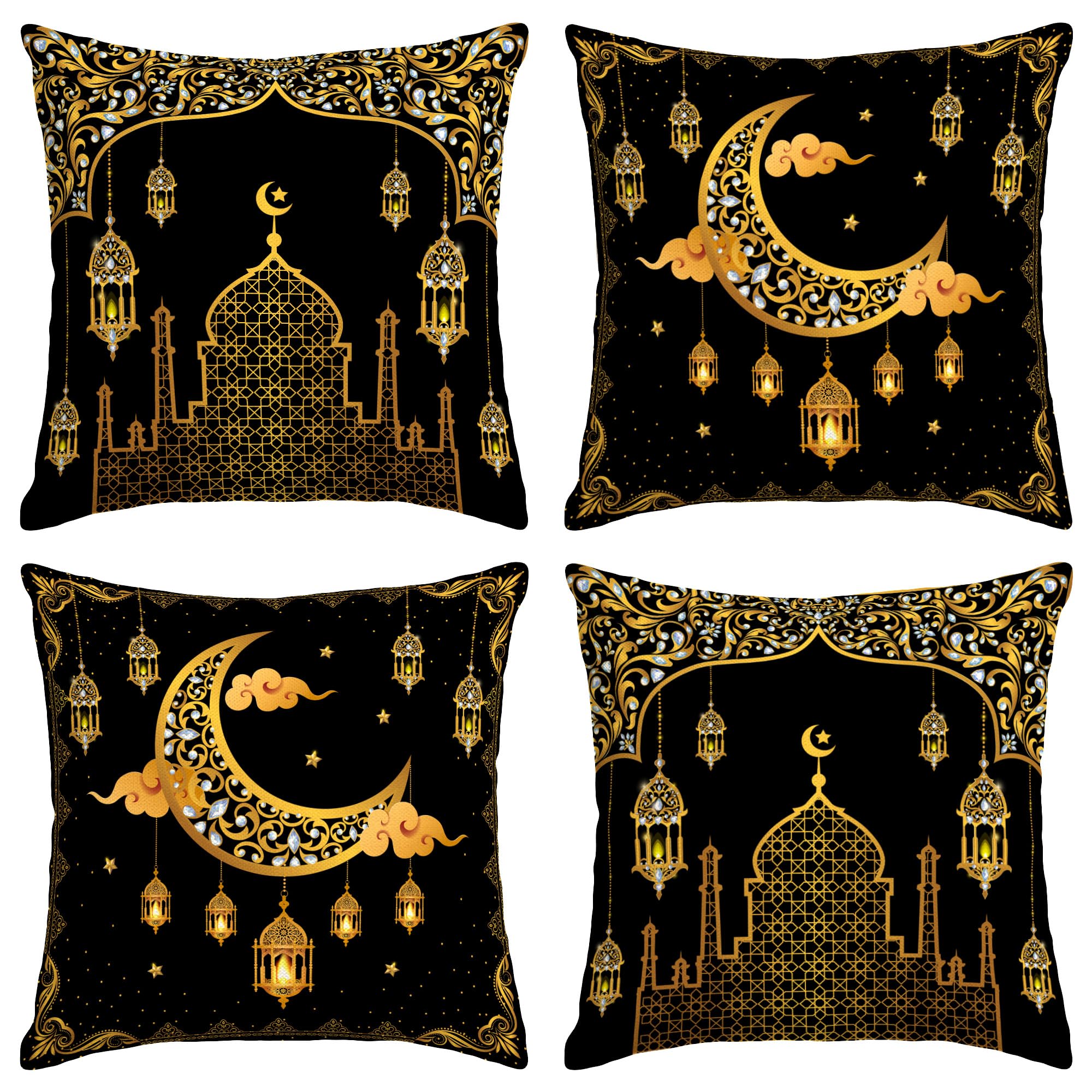 Yarcooly Ramadan Mubarak Pillow Covers Eid Mubarak Throw Pillow Cases Ramadan Kareem Decor Ramadan Decorations for Home Party