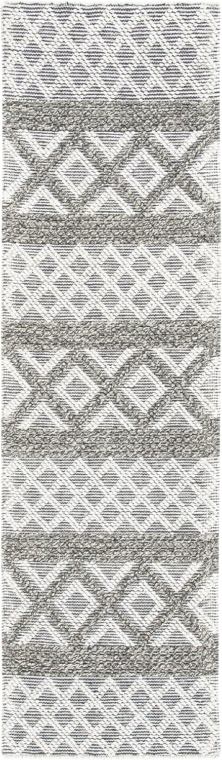 SAFAVIEH Vermont Collection Runner Rug - 2'3" x 8', Ivory & Dark Grey, Handmade Moroccan Wool & Cotton, Ideal for High Traffic Areas in Living Room, Bedroom (VRM211H)