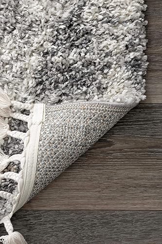 Miniatura 7 de nuLOOM Selah - Alfombra geométrica de pelo, 4 x 6, gris