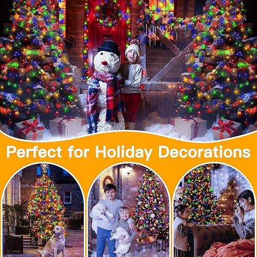 Miniatura 7 de Ollny Luces de árbol de Navidad, 400 LED, 8.2 pies x 16 cuerdas con anillo, 8 modos de iluminación, 3 temporizadores, luces de Navidad regulables