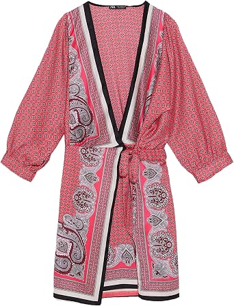 Zara 8002/440 Vestido Cruzado Estampado para Mujer Rosa Rosa XL: Amazon.es:  Ropa