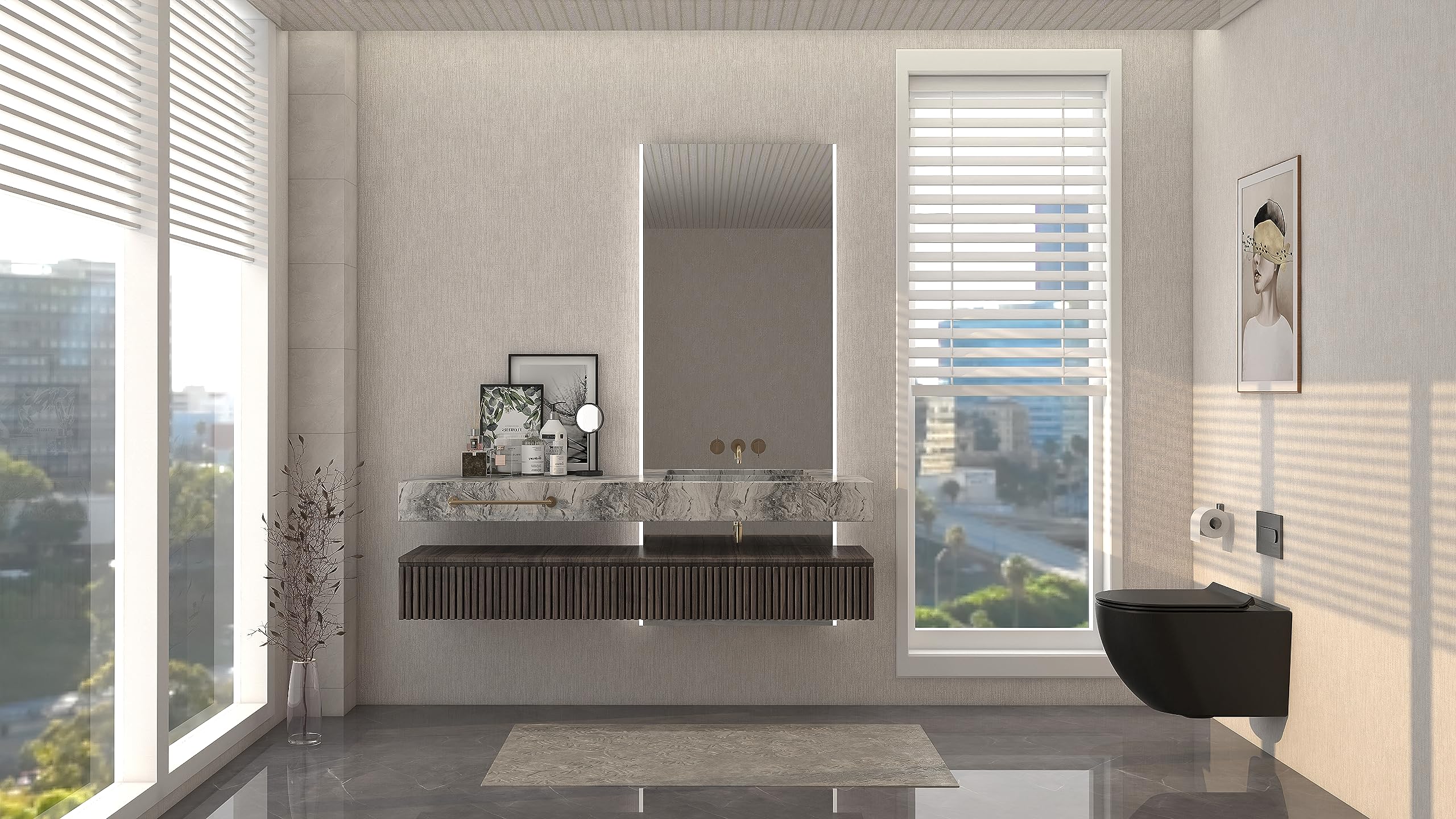 MEJE Wc autoportante con rivestimento nano senza telaio Wc sospeso in ceramica nera