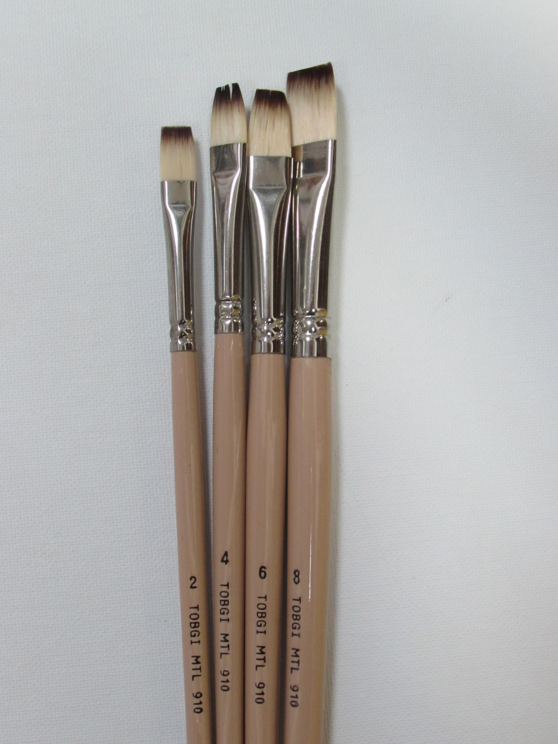 4-pcs Synthetic Artists Brushes for Oil/Acrylic Long Handle #2-4-6-8