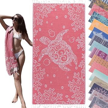 Cute Beach Towel Quick Dry for Travel, Pool, Swimming - Pool Towels Oversized 69 x 37 inch Big Beach Towel Turkish, Cloud Cotton, Lightweight, Sand Proof, Sea Turtle Sand Resistant Beach Towels