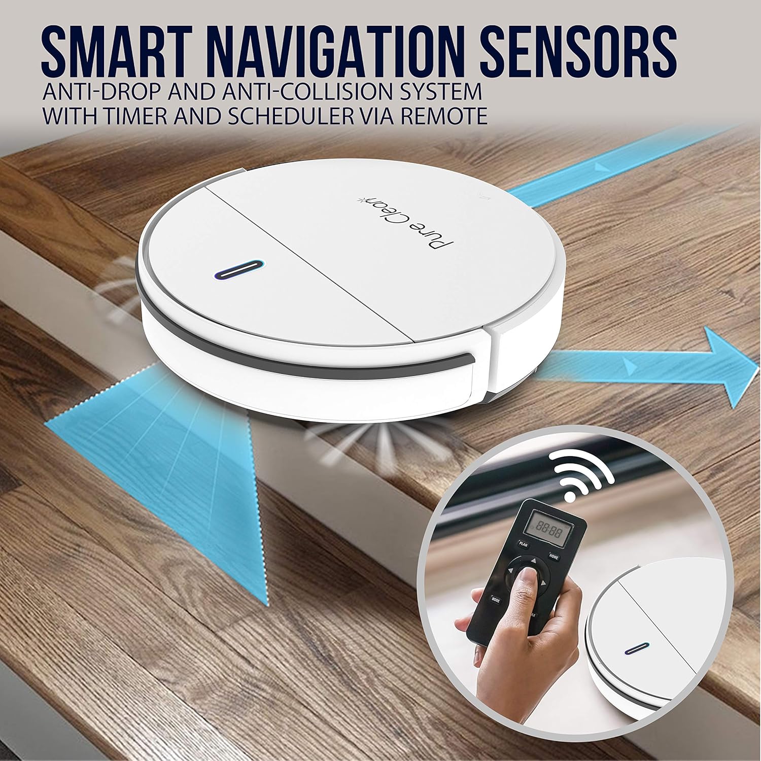 SereneLife robot vacuum using smart navigation sensors to avoid obstacles