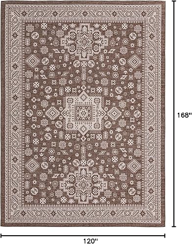 Miniatura 355 de Rugs.com Outdoor Aztec Collection Alfombra – 4 x 6 pies alfombra de tejido plano gris carbón perfecta para salas de estar, grandes comedores, planos
