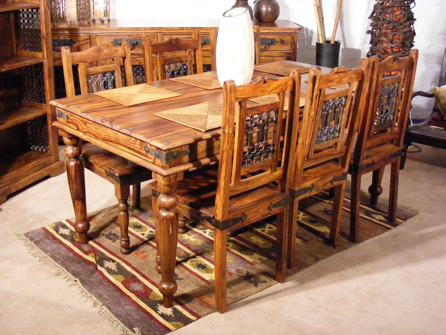 Wilde Furniture UK Jali dining table +6 jali chairs sheesham wood ...