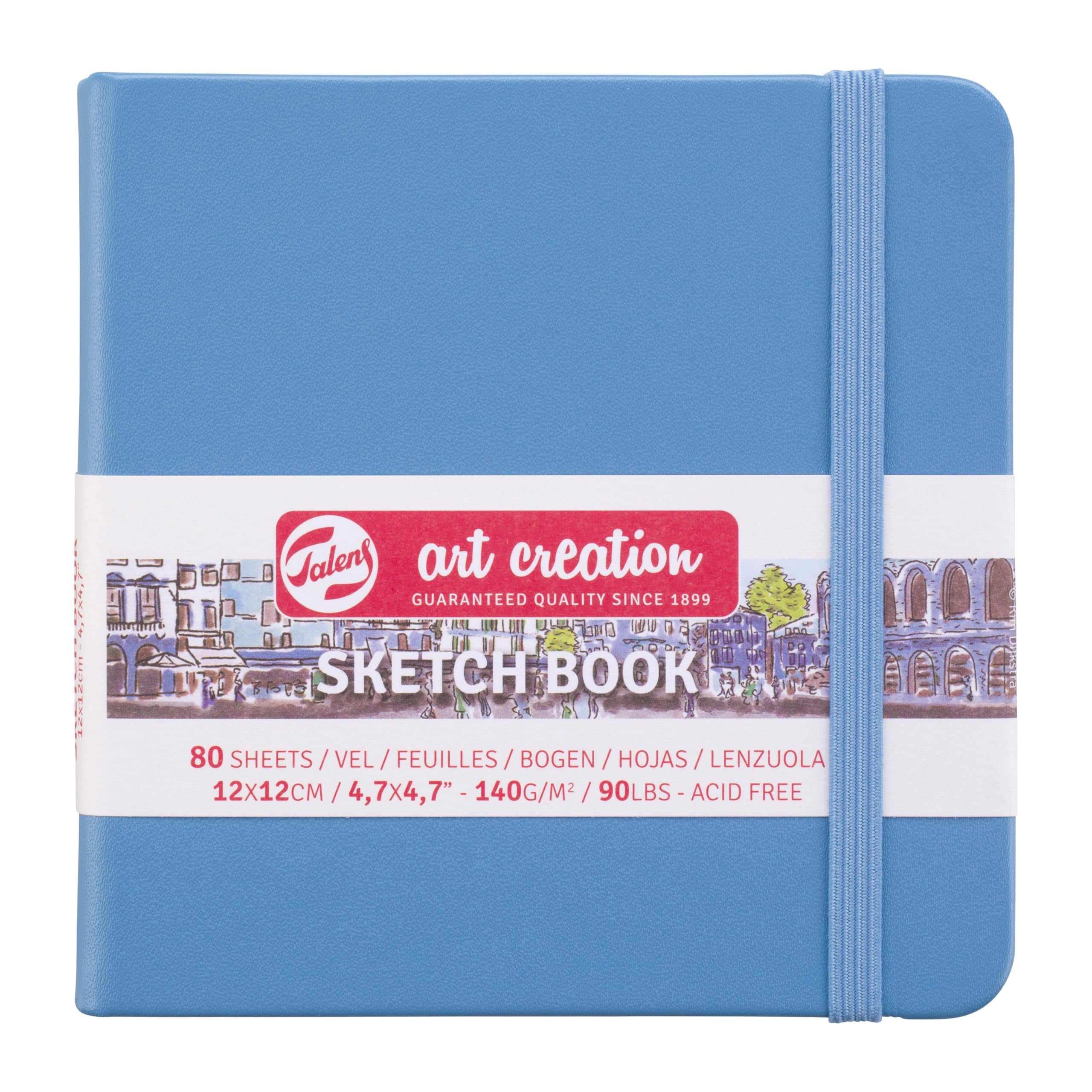 Talens T9314-214M Art Creations Sketchbook, Drawing Notebook, 4.7 x 4.7 inches (12 x 12 cm), Lake Blue, Thickness: 4.9 oz/sq ft (140 g/m2), Fine, Acid Free Paper, 80 Sheets Bound