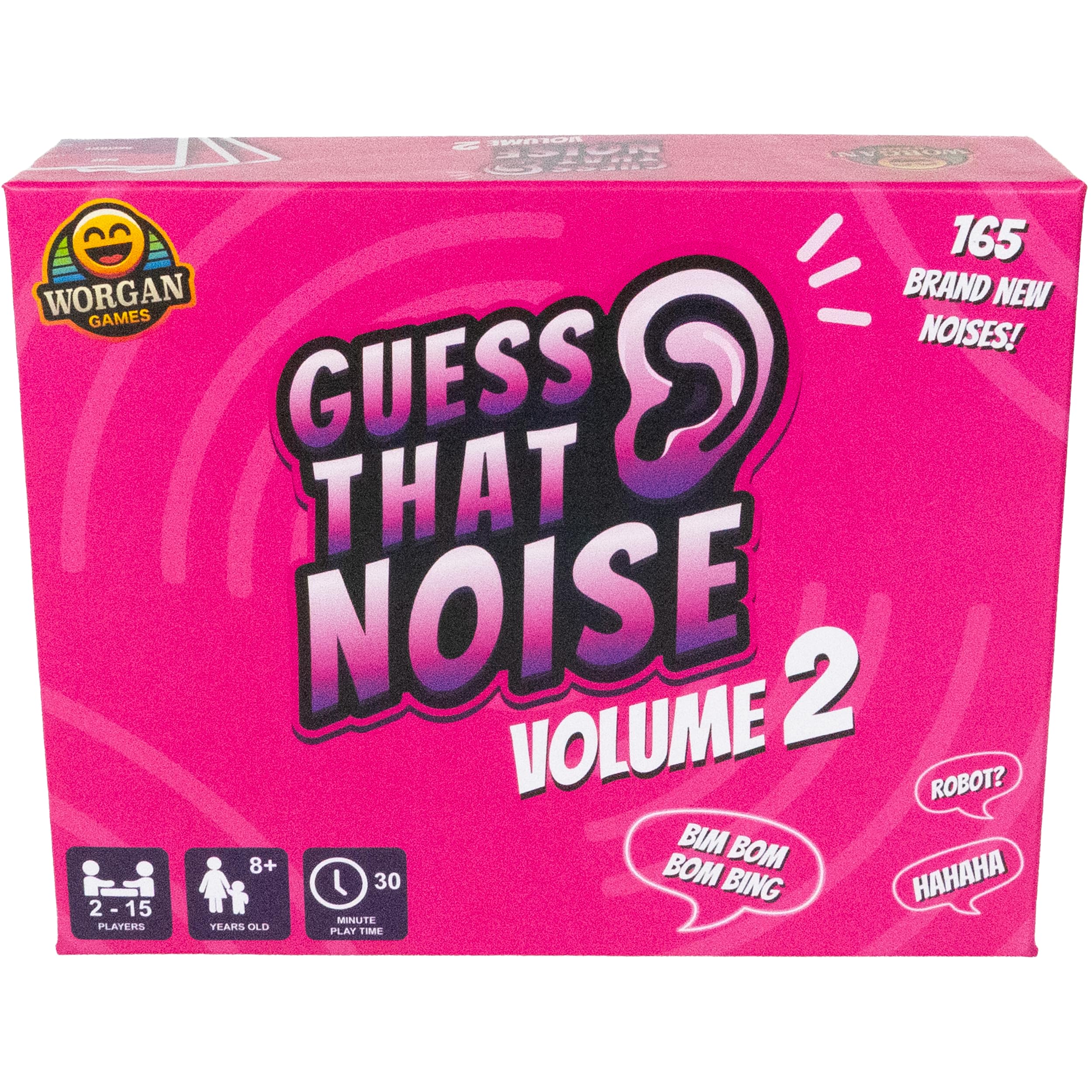 Worgan Games Funny Sound Impressions Party Game - Guess That Noise Volume 2 Noises | Fun for Family & Friends | 2-15 Players, Ages 8+ | Perfect for Kids, Teens, Adults