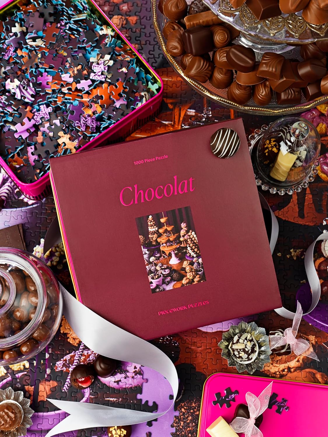 Piecework Chocolat 1000 Piece Puzzle for Adults, Challenging Chocolate Jigsaw Puzzle with Original Photography, Soft-Touch Pieces, Jigsaw Collectable and Gift - 19.25 x 26.6 inches