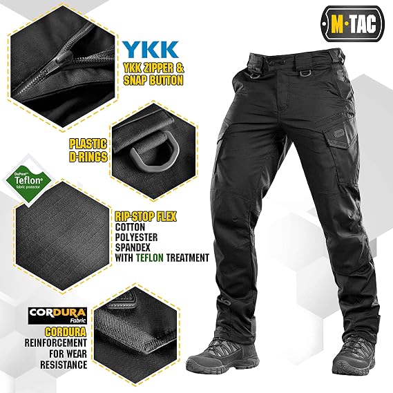 M-Tac Aggressor Gen II Flex Tactical Pants for Men, Ripstop Stretch Cargo Pants with Reinforced Knees and Multiple Pockets