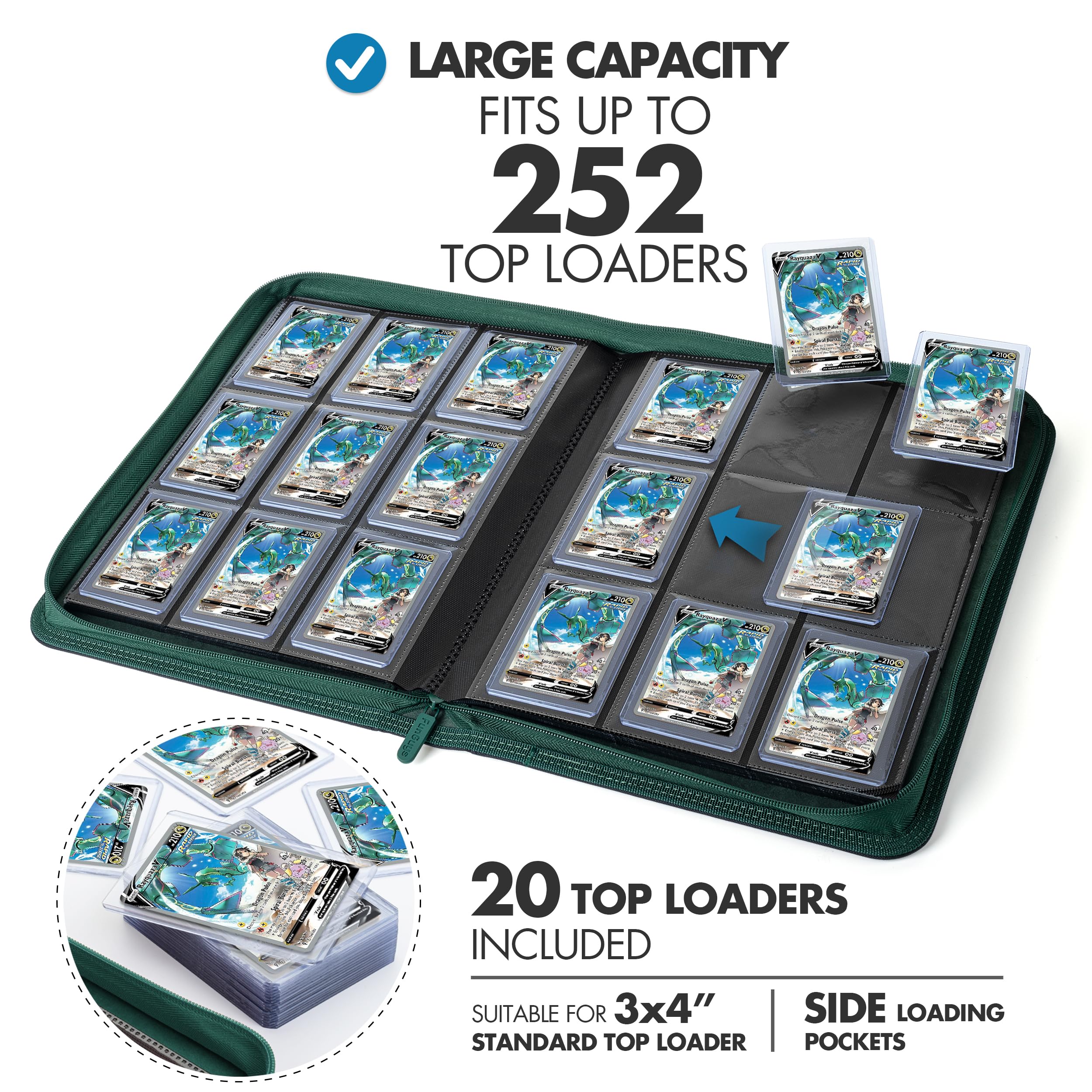 FunGuys Toploader Binder, Trading Card Binder Storage, 252 9 Pocket Top Loader Pokemon Binder, Card Collection for Yugioh MTG - Image 2